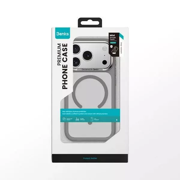 Чехол силиконовый Benks Mist Protective Case (MagSafe) для iPhone 17 Pro Max 6.9", цвет серый (Grey)