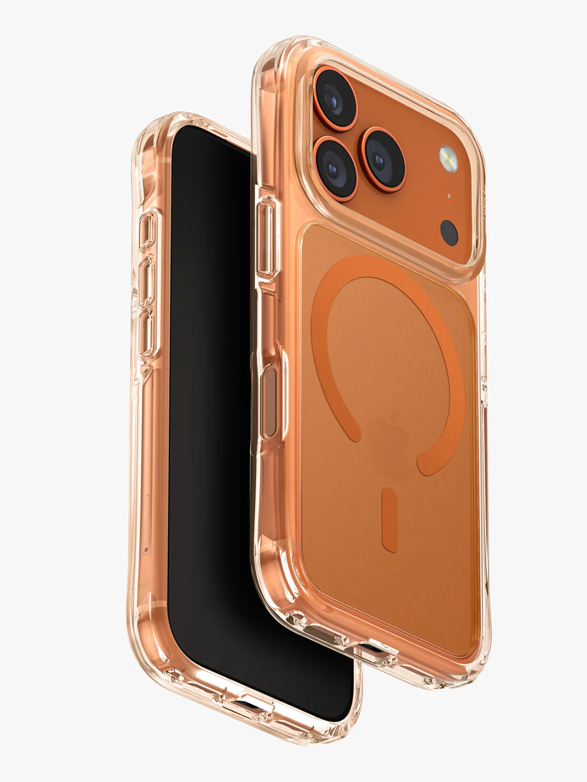 Чехол Uniq на iPhone 17 Pro, LifePro Xtreme AF MagSafe, бесшовный, ударопрочный, с усиленными углами AirLite, матовый, прозрачный с оранжевым