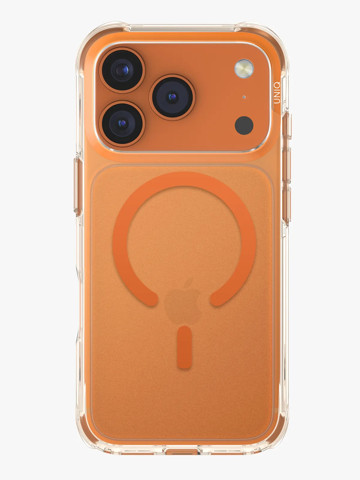 Чехол Uniq на iPhone 17 Pro, LifePro Xtreme AF MagSafe, бесшовный, ударопрочный, с усиленными углами AirLite, матовый, прозрачный с оранжевым