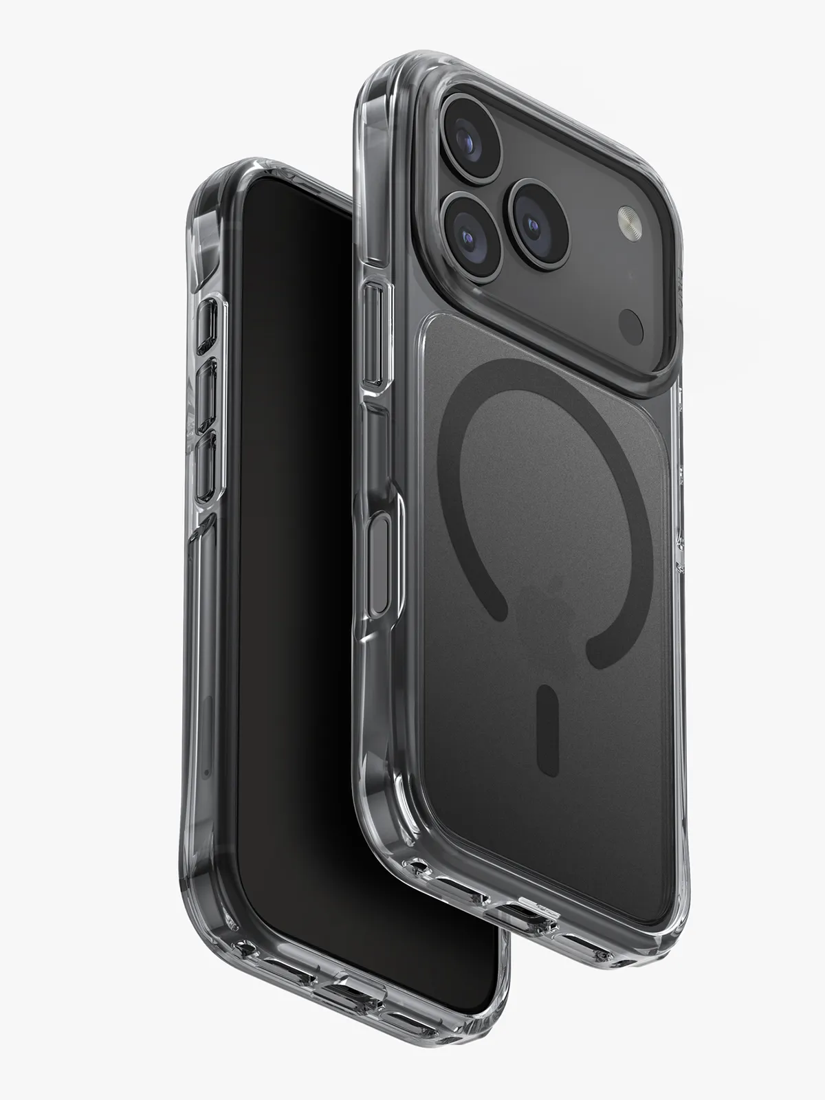 Чехол Uniq на iPhone 17 Pro, LifePro Xtreme AF MagSafe, бесшовный, ударопрочный, с усиленными углами AirLite, матовый, прозрачный с серым