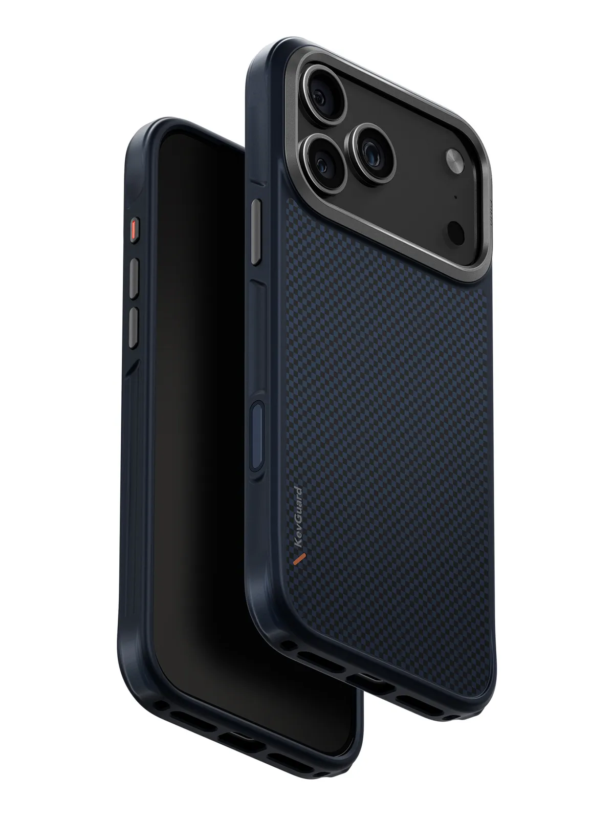 Чехол Uniq на iPhone 17 Pro Max, KEVA MagSafe, ударопрочный из кевлара, с алюминиевой защитой камеры, матовый под карбон, синий