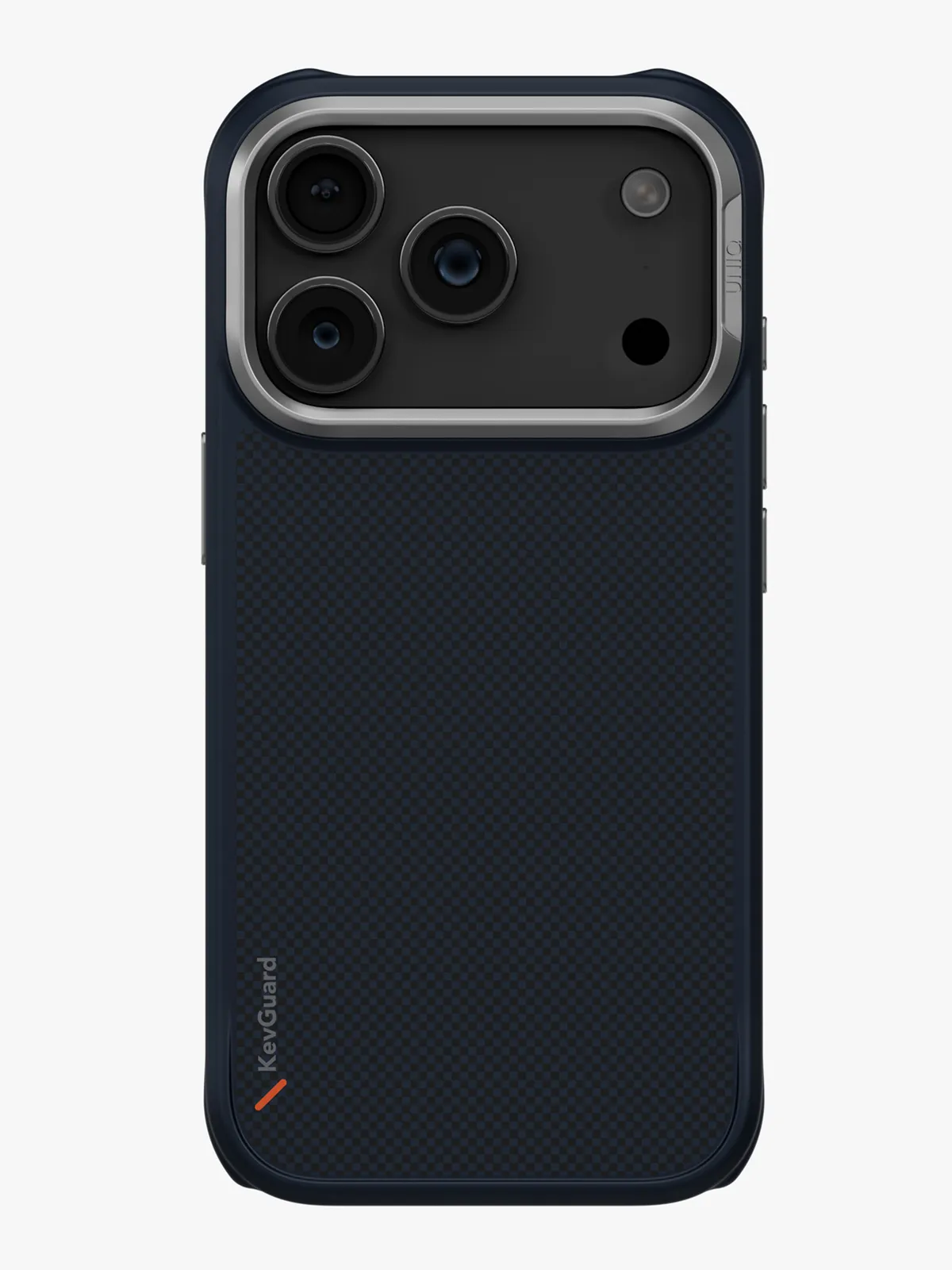 Чехол Uniq на iPhone 17 Pro Max, KEVA MagSafe, ударопрочный из кевлара, с алюминиевой защитой камеры, матовый под карбон, синий