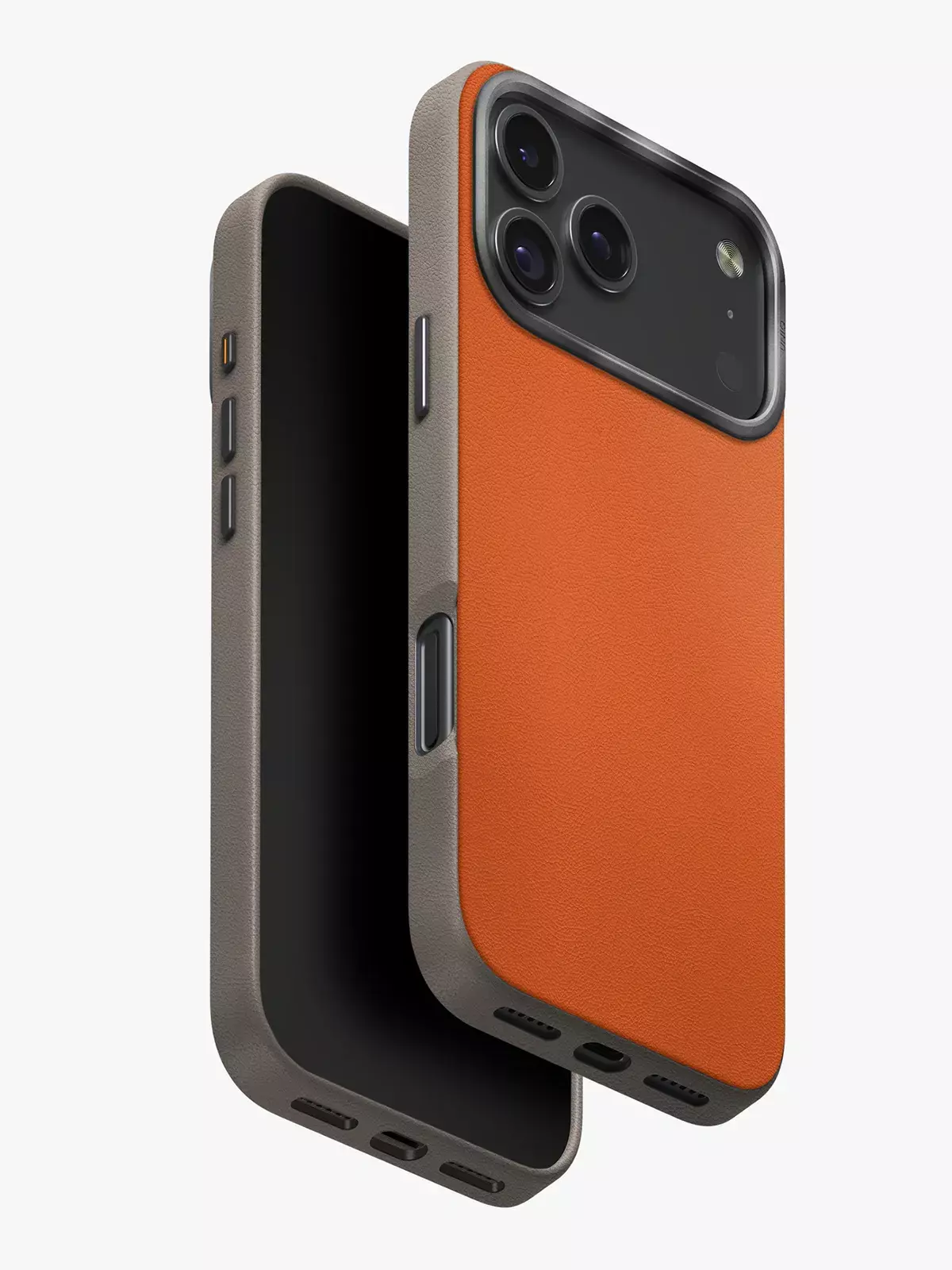 Чехол Uniq на iPhone 17 Pro Max, Lyden DS MagSafe, из премиальной экокожи, с металлической защитой камеры, оранжевый