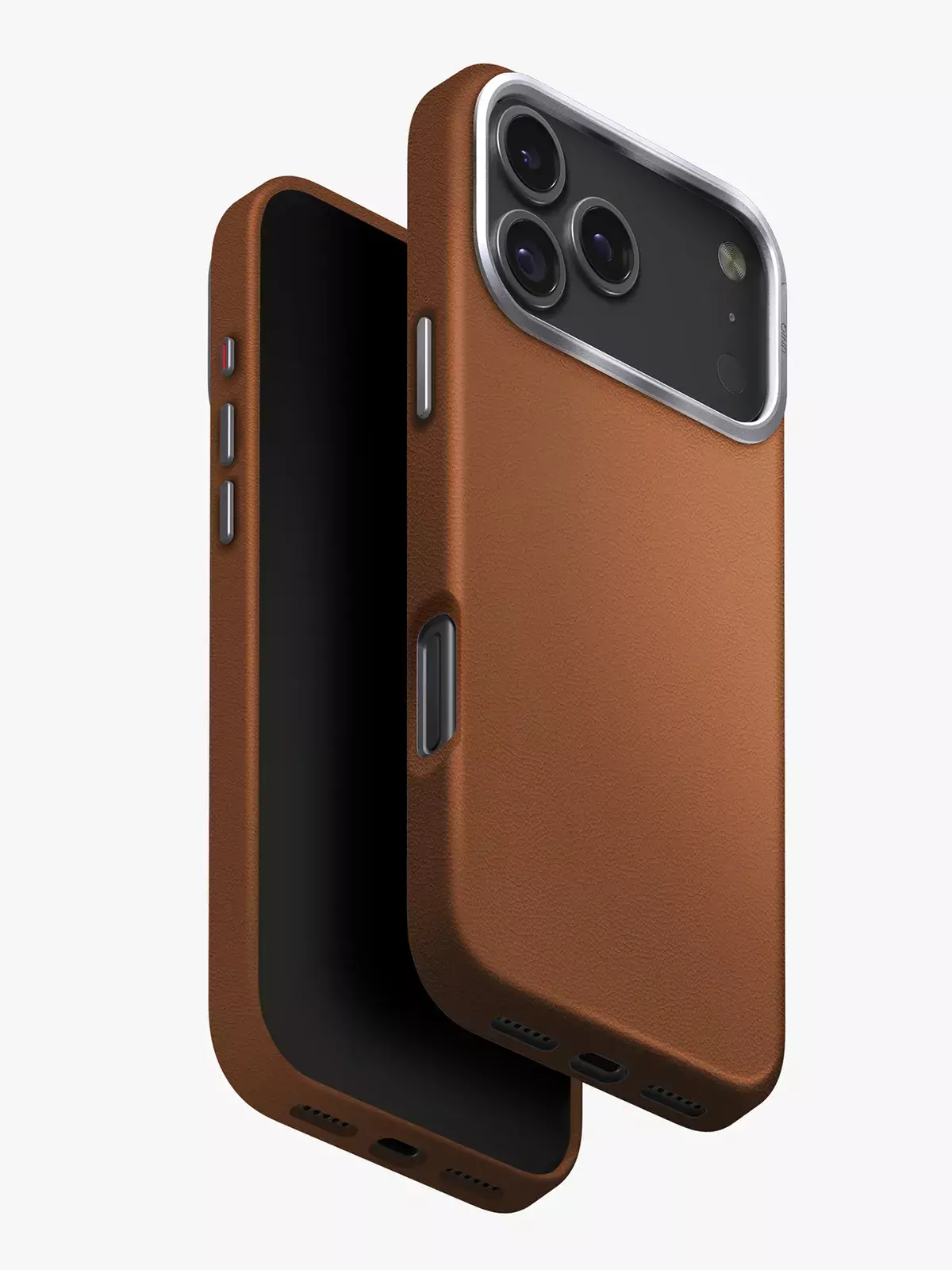Чехол Uniq на iPhone 17 Pro Max, Lyden MagSafe, из премиальной экокожи, с металлической защитой камеры, коричневый