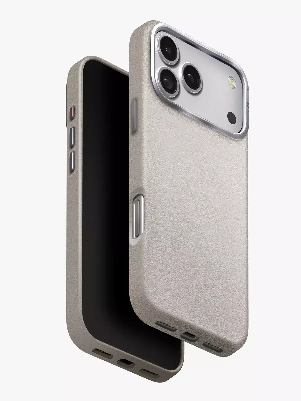 Чехол Uniq на iPhone 17 Pro Max, Lyden MagSafe, из премиальной экокожи, с металлической защитой камеры, серый